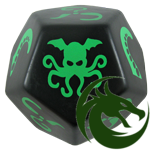Giant Cthulhu Dice Black with Green letters